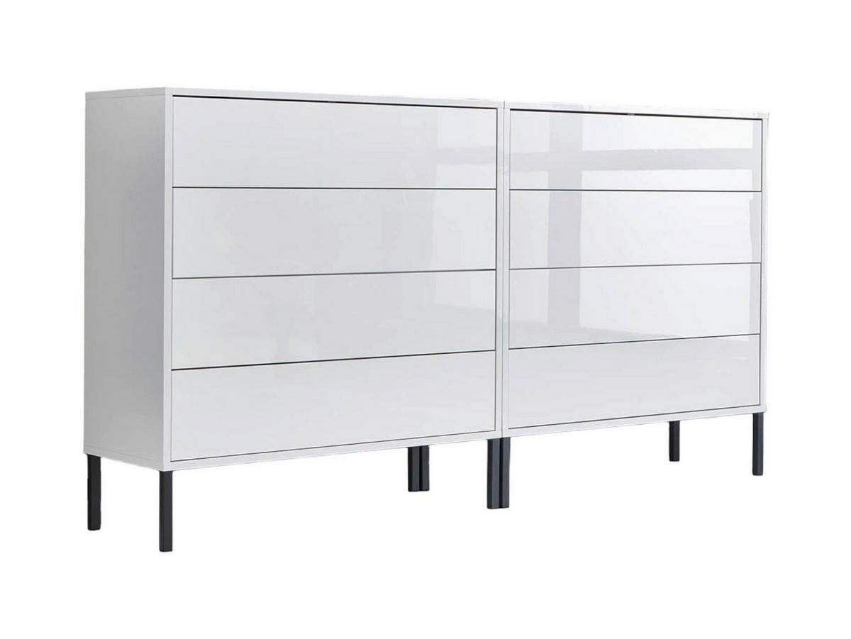 ŠIROKÁ KOMODA, bílá, vysoce lesklá bílá, 158/86/33 cm - bílá/antracitová, Moderní, kov/kompozitní dřevo (158/86/33cm) - MID.YOU