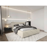 POLSTERBETT 140/200 cm,  in Beige, gepolstertes Kopfteil, Lattenrost, Bettkasten,  - Beige/Schwarz, Design, Holz/Kunststoff (140/200cm) - Chameo
