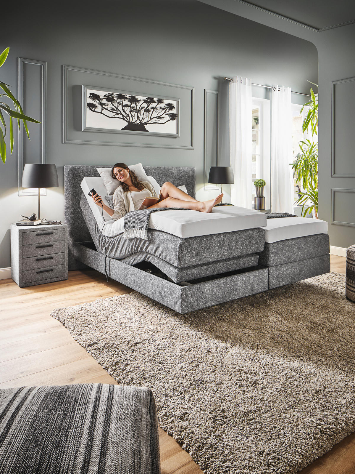 BOXSPRINGBETT 180/200 cm  in Grau  - Grau, Konventionell, Holz/Textil (180/200cm) - Dieter Knoll