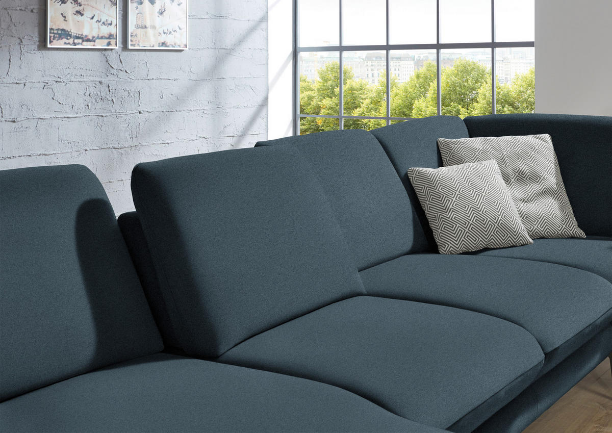 WOHNLANDSCHAFT Dunkelblau Webstoff  - Schwarz/Dunkelblau, Design, Textil/Metall (180/344/208cm) - Dieter Knoll