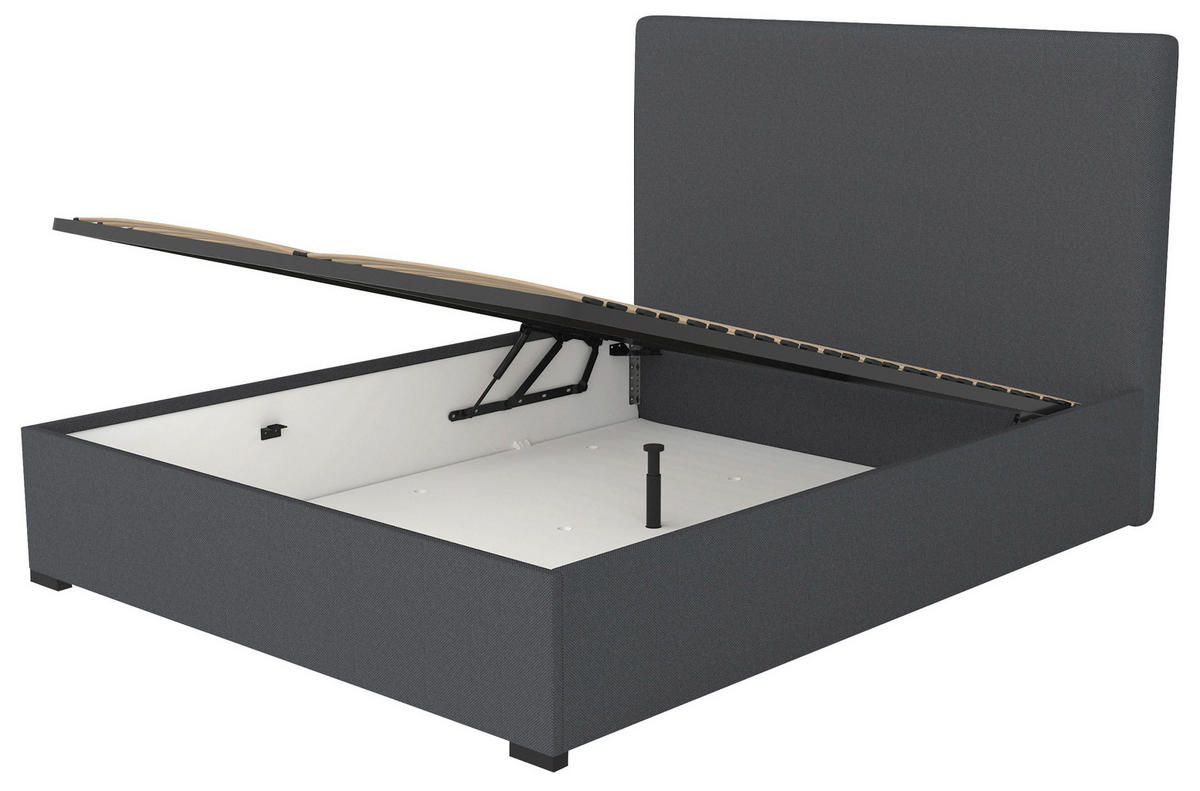 OBLAZINJENA POSTELJA   x  , leseni material antracit  - antracit, Moderno, leseni material (180/200cm) - Hespo