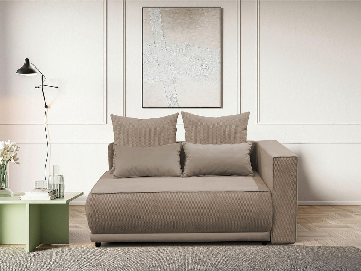 RÉCAMIERE Taupe Plüsch  - Taupe/Rosa, Design, Kunststoff/Textil (168/73/99cm) - MID.YOU