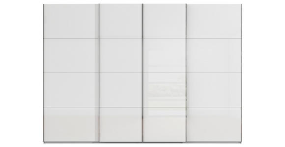 SCHWEBETÜRENSCHRANK 316/235/68 cm 4-türig Weiß, Hellgrau  - Chromfarben/Hellgrau, Design, Glas/Holzwerkstoff (316/235/68cm) - Novel