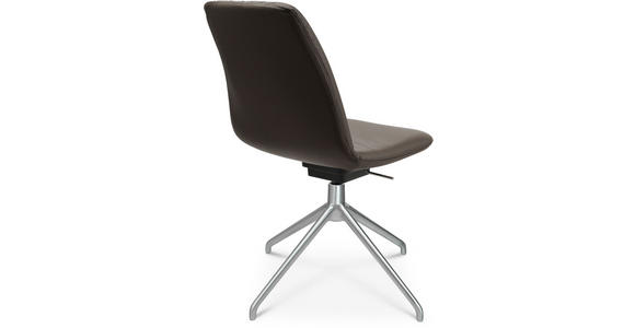 STUHL  in Aluminium Echtleder pigmentiert Metall, Leder  - Alufarben/Braun, Design, Leder/Metall (46/81,5-84,5/55cm) - Johann Jakob