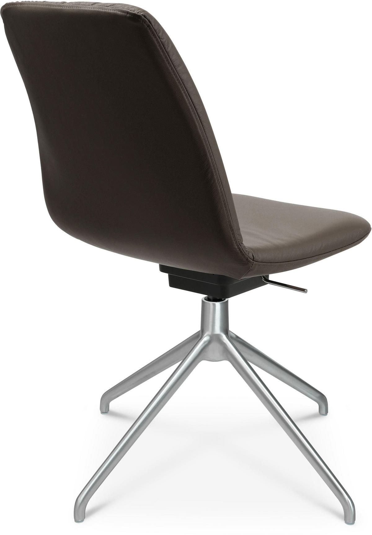 STUHL  in Aluminium Echtleder pigmentiert  - Alufarben/Braun, Design, Leder/Metall (46/81,5-84,5/55cm) - Johann Jakob