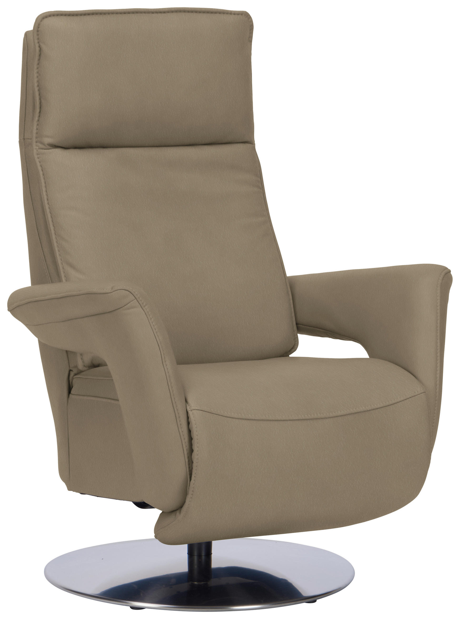 RELAXSESSEL in Leder Hellbraun  - Hellbraun/Edelstahlfarben, Design, Leder/Metall (83/112/87-174cm) - Valdera