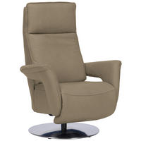 RELAXSESSEL in Leder Hellbraun  - Hellbraun/Edelstahlfarben, Design, Leder/Metall (83/112/87-174cm) - Valdera