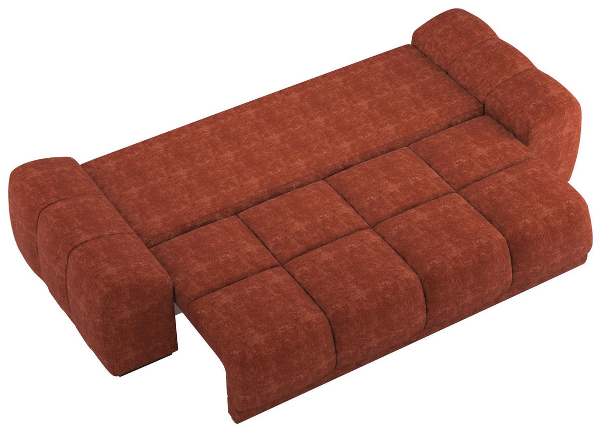 BIGSOFA Chenille Terracotta  - Terracotta/Schwarz, KONVENTIONELL, Kunststoff/Textil (266/89/104cm) - Carryhome