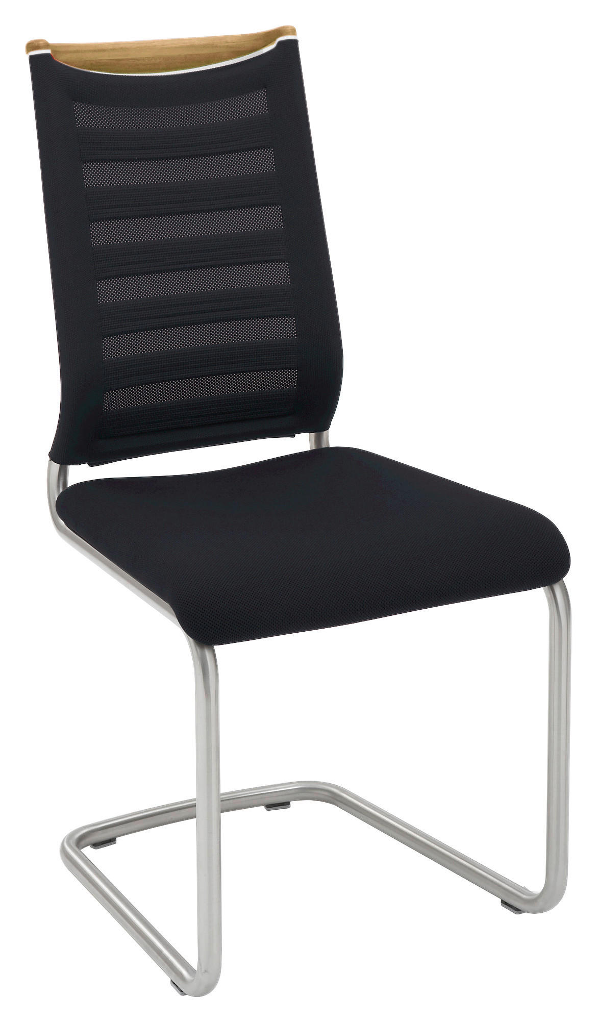 SCHWINGSTUHL  in Flachgewebe, Netz  - Edelstahlfarben/Eichefarben, Design, Holz/Textil (47/99/59cm) - Venjakob