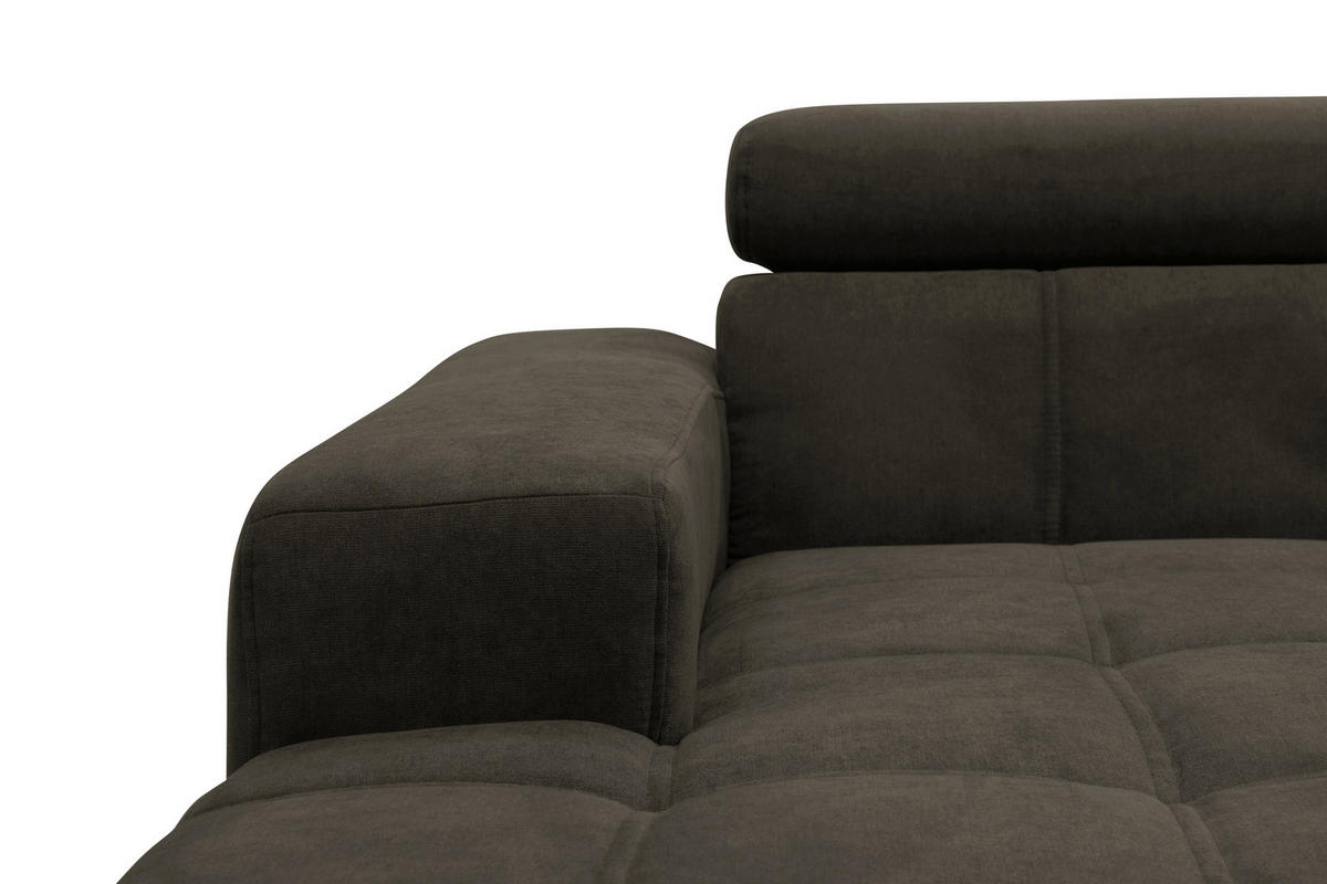 ECKSOFA TRENTO Mikrofaser  - Dunkelgrau/Schwarz, MODERN, Textil/Metall (287/175cm) - MID.YOU