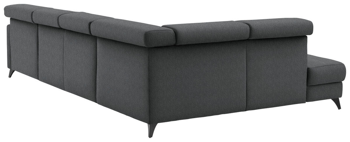 WOHNLANDSCHAFT Flachgewebe Dunkelgrau  - Dunkelgrau/Schwarz, Konventionell, Textil/Metall (215/333/174cm) - Beldomo System