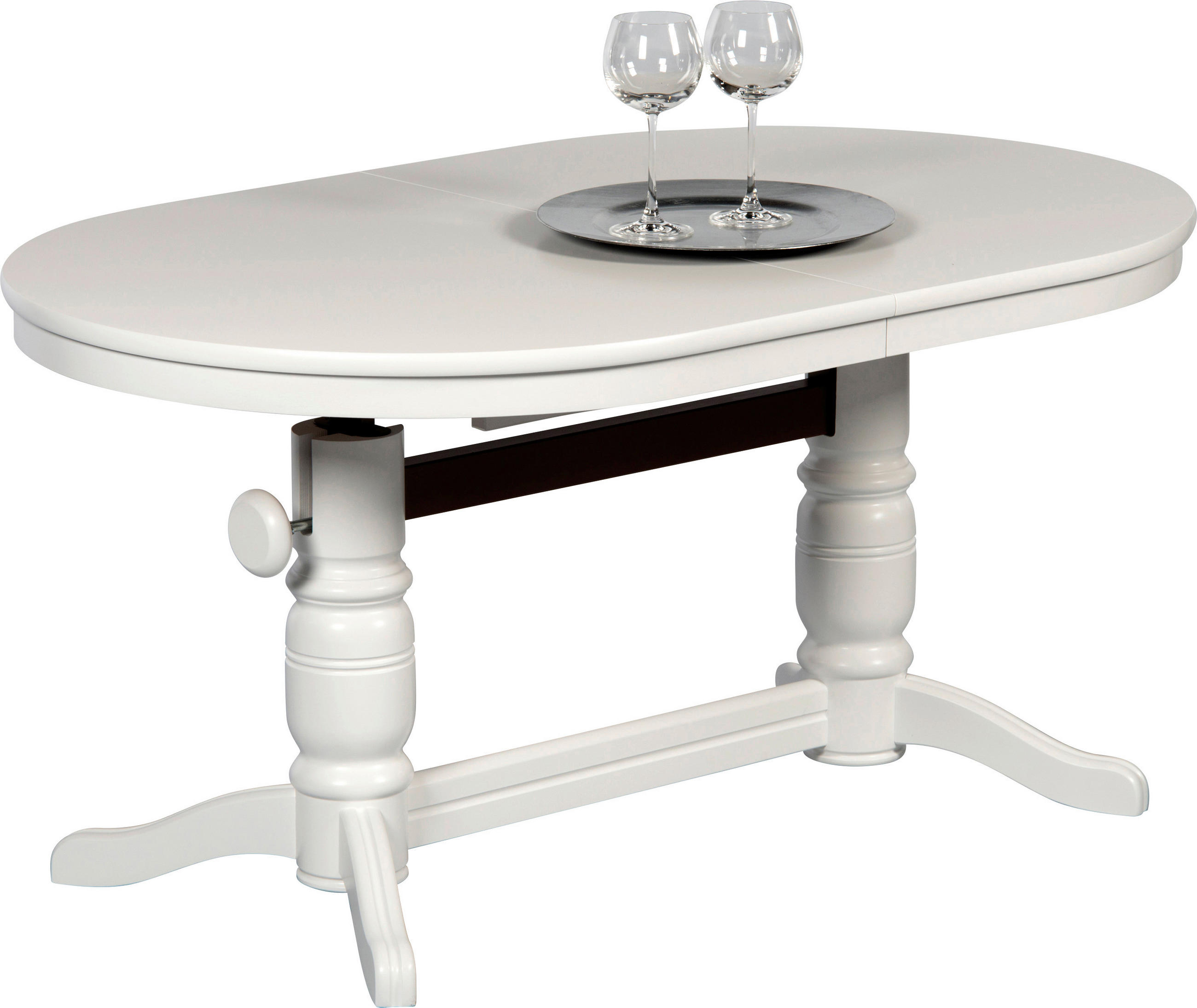 COUCHTISCH furniert, massiv 120-160/75/56-72 cm oval Weiß  - Weiß, Design, Holz/Holzwerkstoff (120-160/75/56-72cm) - Livetastic