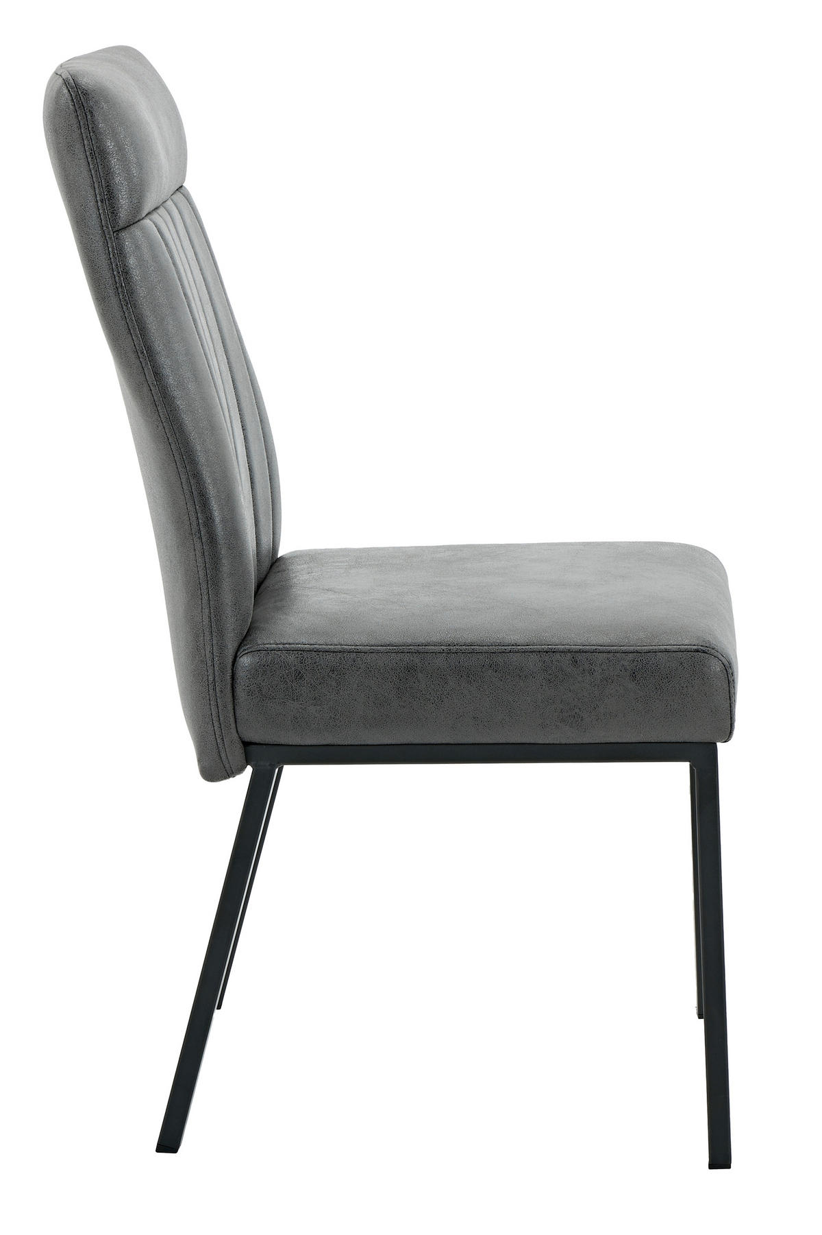 STUHL-SET 4 Stück  in Stahl Mikrofaser  - Anthrazit/Schwarz, MODERN, Textil/Metall (44/96/62cm) - MID.YOU