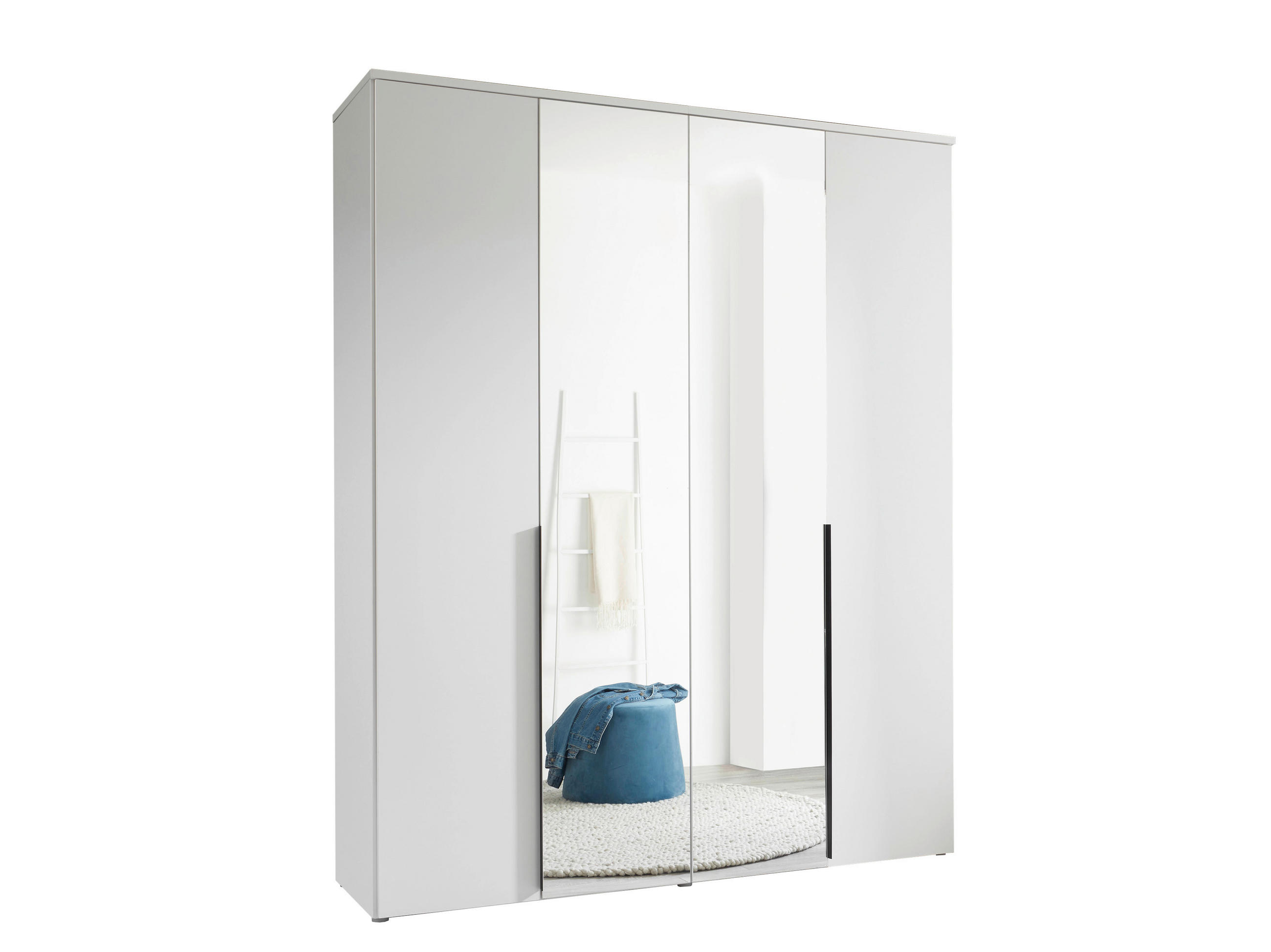 DREHTÜRENSCHRANK Weiss  - Weiss/Schwarz, Modern, Glas/Holzwerkstoff (180/225/52cm) - Carryhome