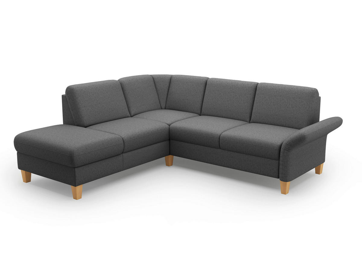ECKSOFA ROCHELLE E Dunkelgrau Flachgewebe  - Eichefarben/Dunkelgrau, KONVENTIONELL, Holz/Textil (216/240cm) - Sit & More