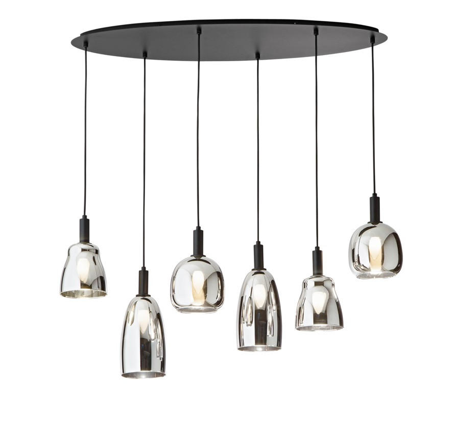 HÄNGELEUCHTE Luce Ambiente e Design 101/90/150 cm   - Chromfarben/Schwarz, Trend, Glas/Metall (101/90/150cm)