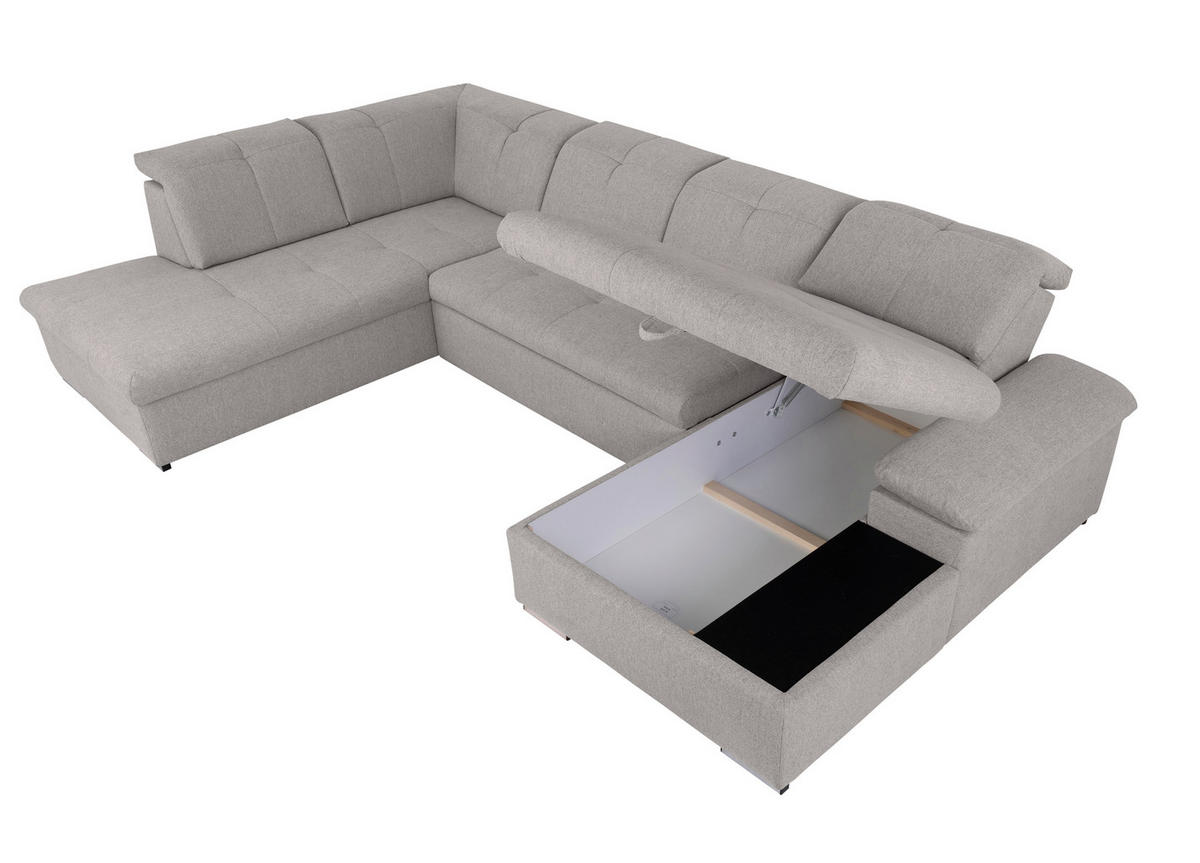 WOHNLANDSCHAFT in Hellgrau  - Hellgrau/Grau, Design, Textil/Metall (215/328/173cm) - MID.YOU