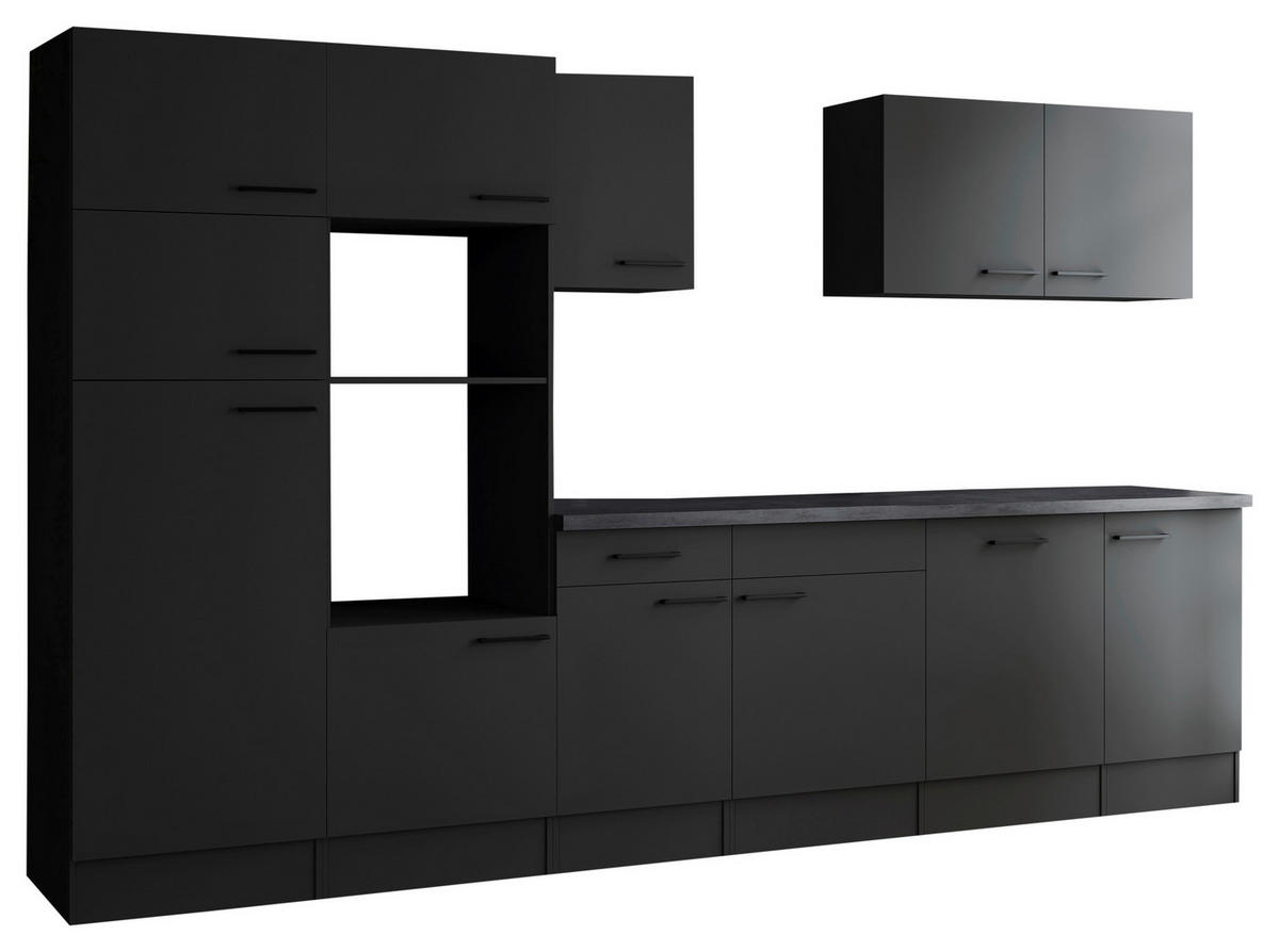 MODULKÖK UTAN VITVAROR 340 cm   i mörkgrå  - mörkgrå/svart, Design, metall/trämaterial (340cm) - Respekta