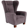 OHRENSESSEL in Flachgewebe Anthrazit  - Anthrazit/Braun, Design, Holz/Textil (95/109/97cm) - Livetastic