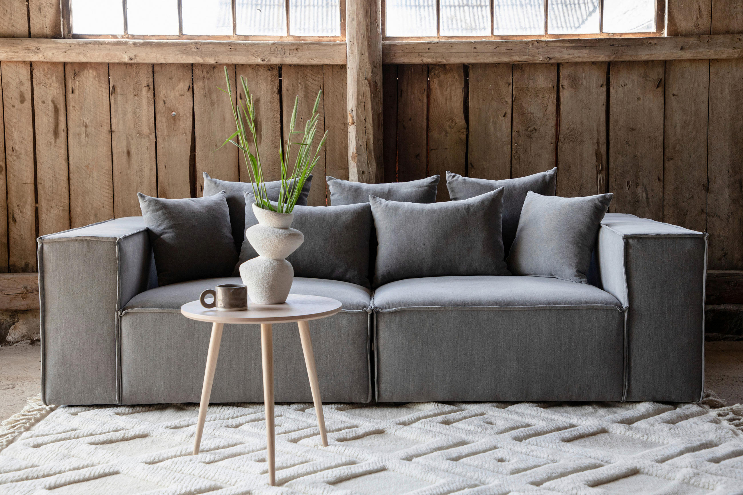 2-SITZER-SOFA Textilgeflecht Grau, Schwarz  - Schwarz/Grau, Design, Kunststoff/Textil (232/80/116cm) - Livetastic