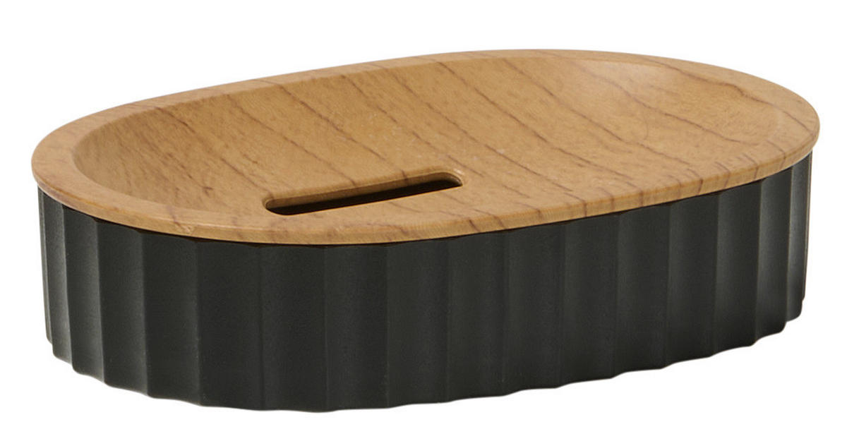 BAD-ACCESSOIRE-SET - Schwarz/Braun, Kunststoff - Dieter Knoll
