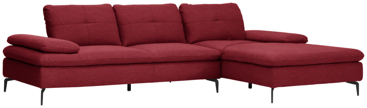 ECKSOFA in Webstoff Bordeaux  - Bordeaux/Schwarz, Design, Textil/Metall (301/179cm) - Chilliano