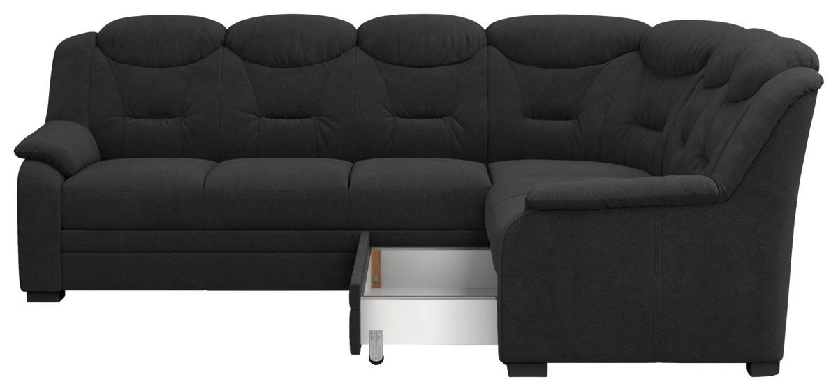 ECKSOFA in Chenille Schwarz  263/211 cm  - Schwarz, Basics, Kunststoff/Textil (263/211cm) - MID.YOU