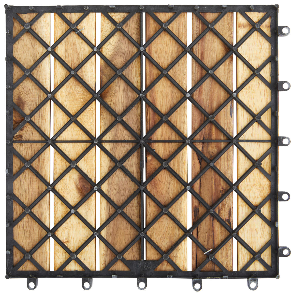 TERRASSENFLIESE 10 Stück  - Schwarz/Akaziefarben, MODERN, Holz/Kunststoff (30/30/2,4cm) - Ambia Garden