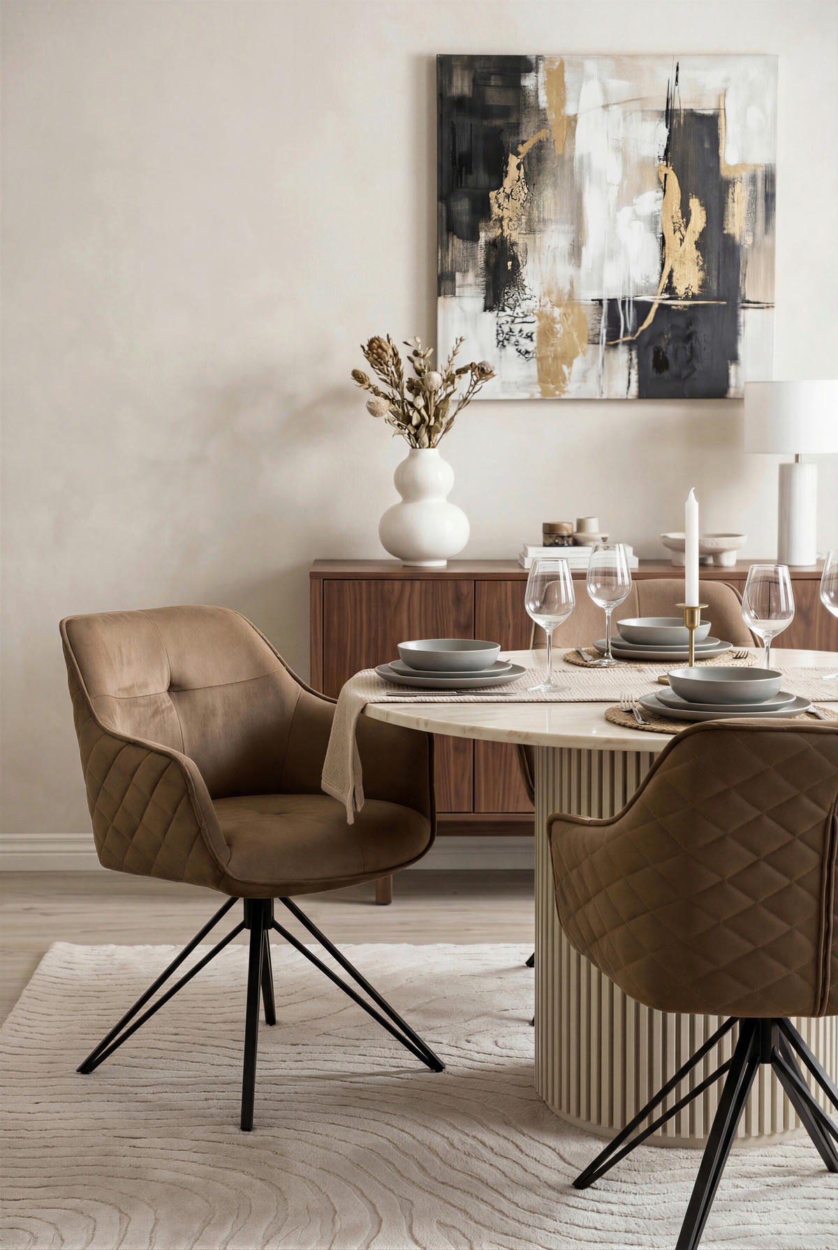 STOLICA S NASLONOM ZA RUKE  crna, taupe  metal, tekstil      - crna/taupe, Moderno, metal/tekstil (57/82/61cm) - Livetastic