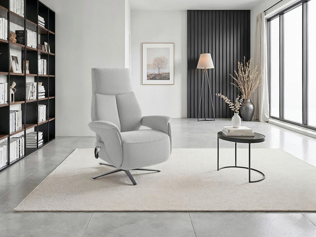 RELAXSESSEL Textil Silberfarben  - Silberfarben/Schwarz, Basics, Textil/Metall (75/110/85cm) - Sit & More