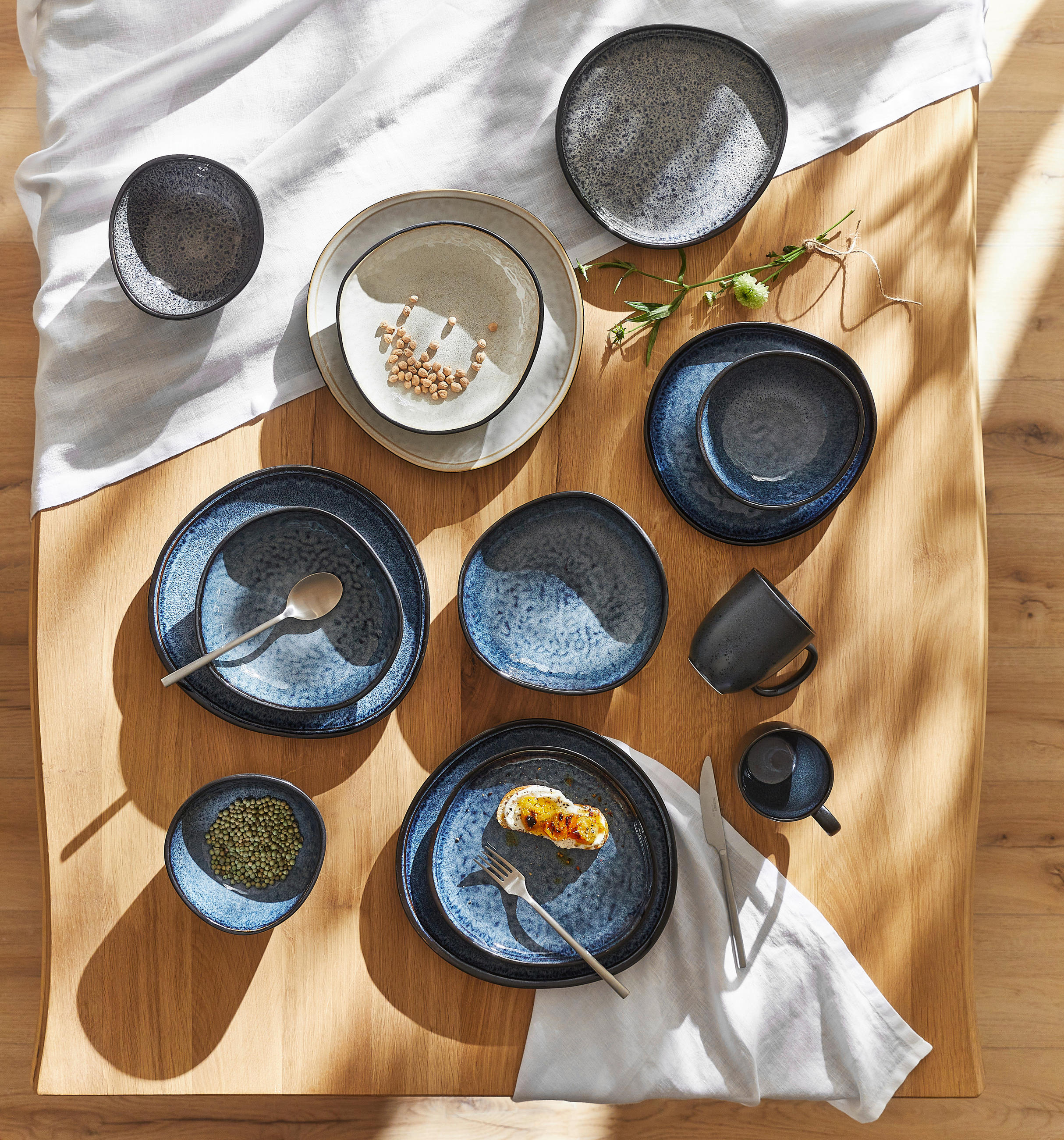 KOMBISERVICE Blau 10-teilig SØREN BLUE  - Blau, Trend, Keramik - Novel