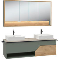 BADEZIMMER 4-teilig  in 160,4 cm  - Sandfarben/Eichefarben, LIFESTYLE, Glas/Holz (160,4cm) - Voglauer