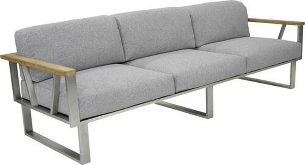 GARTENBANK 239/59/82,5 cm Teakholz  Edelstahl  - Edelstahlfarben/Grau, Design, Holz/Textil (239/59/82,5cm) - Zebra 