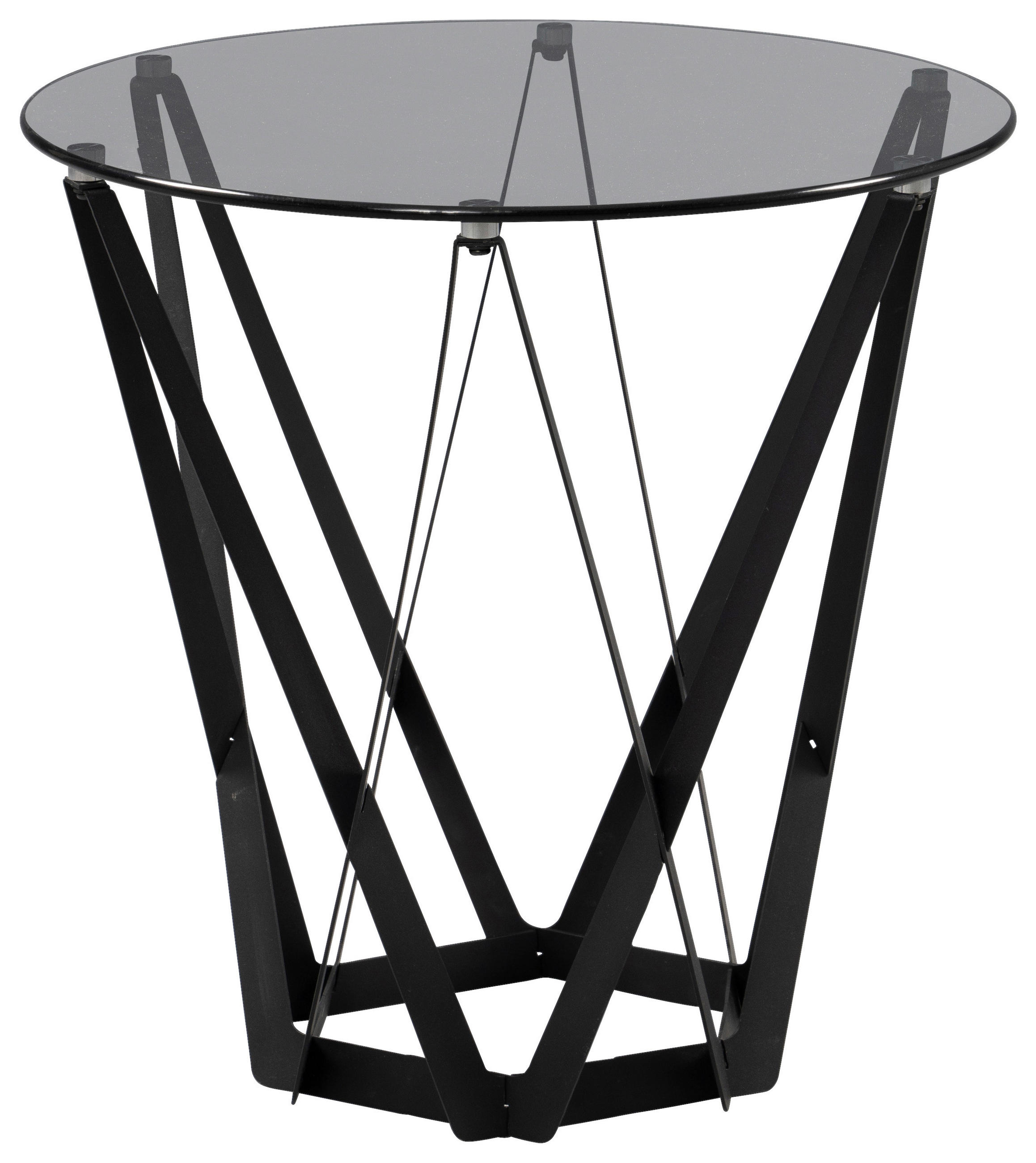 BEISTELLTISCH in Metall, Glas 50/50/50 cm  - Schwarz/Grau, Basics, Glas/Metall (50/50/50cm)