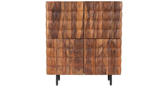 HIGHBOARD  109/120/42 cm  - Sheeshamfarben/Schwarz, Trend, Holz/Metall (109/120/42cm) - Ambia Home