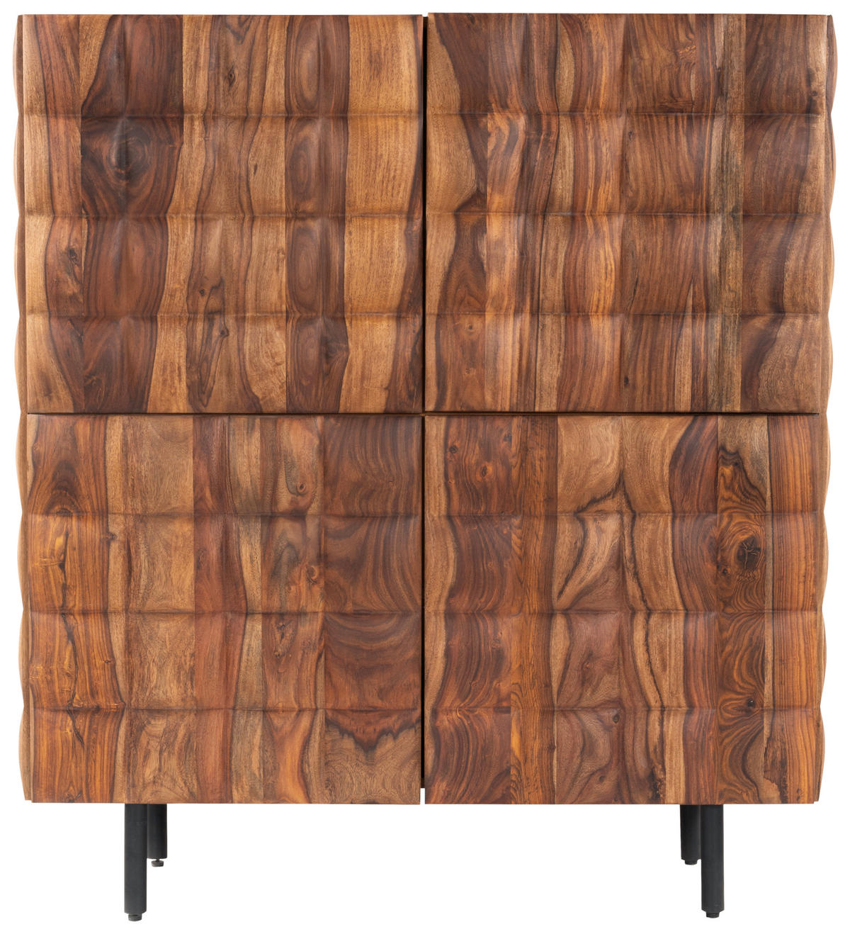 HIGHBOARD  109/120/42 cm  - Sheeshamfarben/Schwarz, Trend, Holz/Metall (109/120/42cm) - Ambia Home