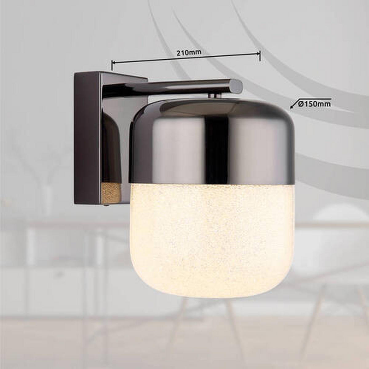 LED-WANDLEUCHTE - Klar/Graphitfarben, Design, Glas/Metall (15/21/19cm) - Globo
