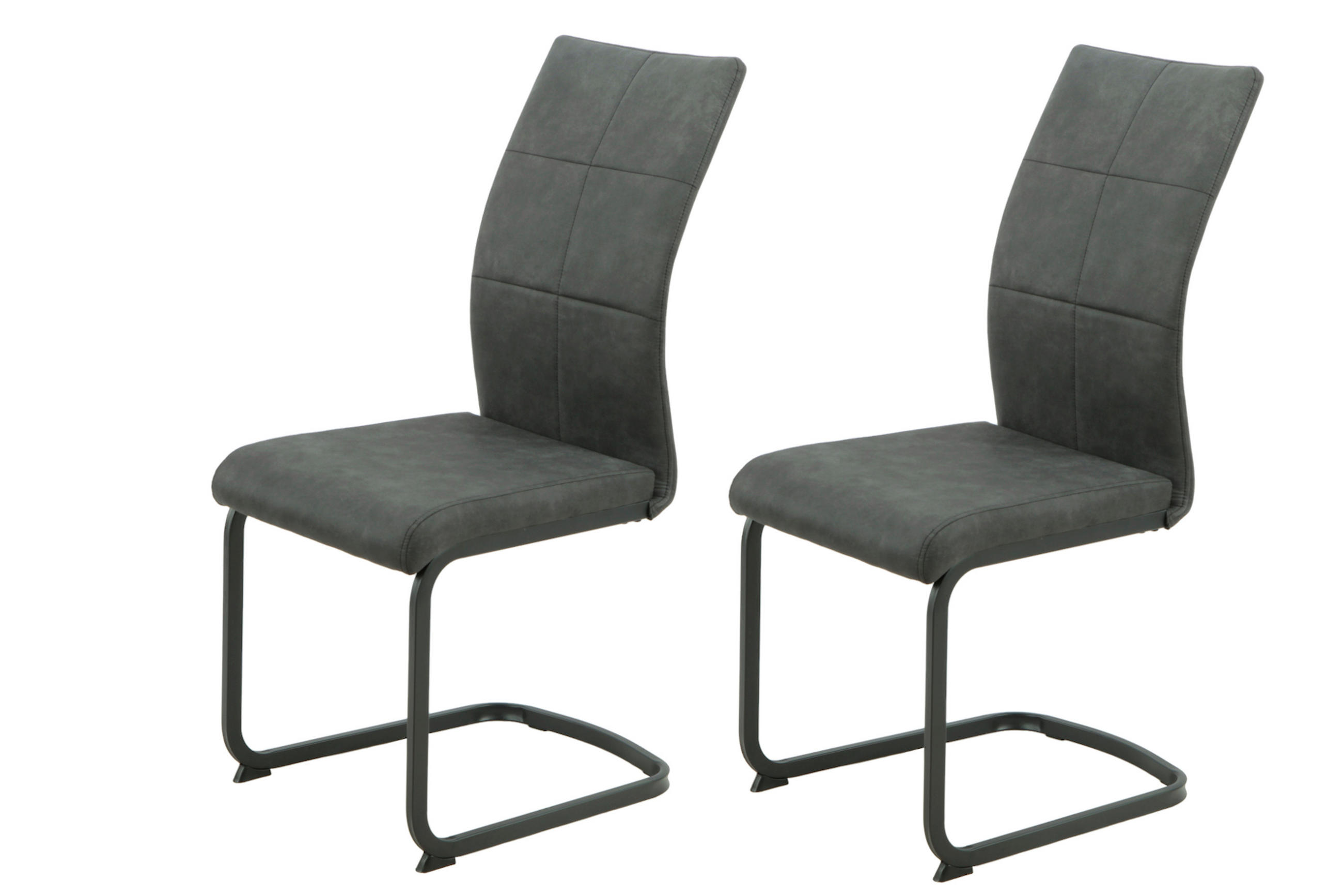 SCHWINGSTUHL-SET 2 Stück  in Stahl Mikrofaser  - Anthrazit/Schwarz, MODERN, Textil/Metall (42/98/60cm) - MID.YOU