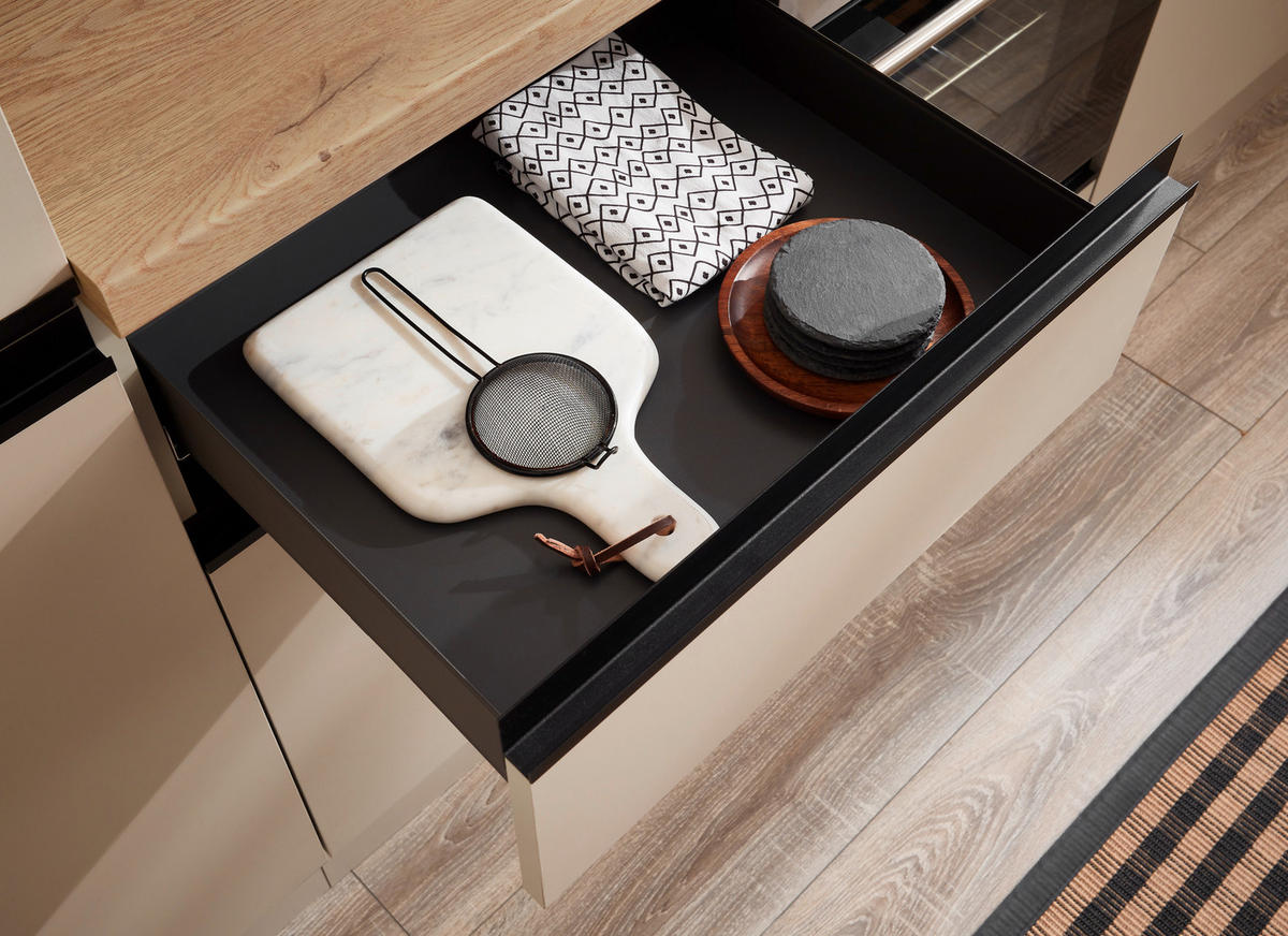 KÜCHENBLOCK 280 cm   in Seidengrau  - Eichefarben/Seidengrau, Trend, Holzwerkstoff/Metall (280cm) - P & B