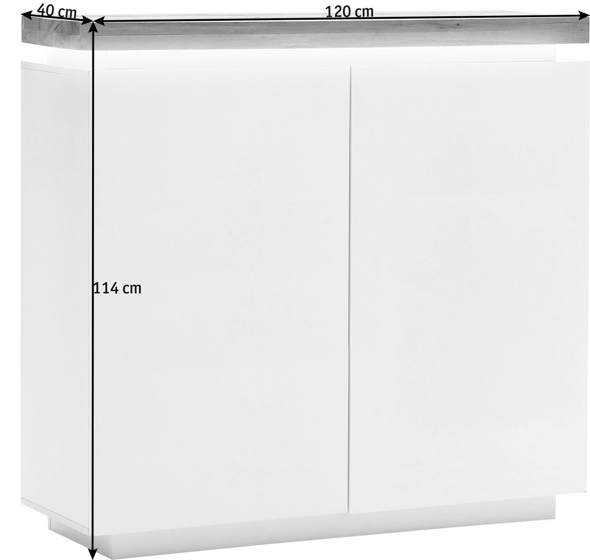 KOMMODE Romina  in 120/114/40 cm  - Eichefarben/Weiß, Design, Holz/Holzwerkstoff (120/114/40cm)