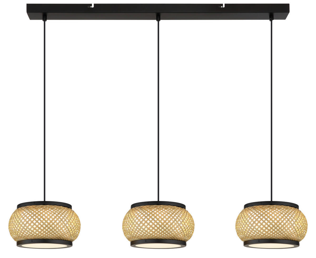ZÁVĚSNÉ LED SVÍTIDLO, 92/22/120 cm - bílá/černá, Design, kov/dřevo (92/22/120cm) - Globo