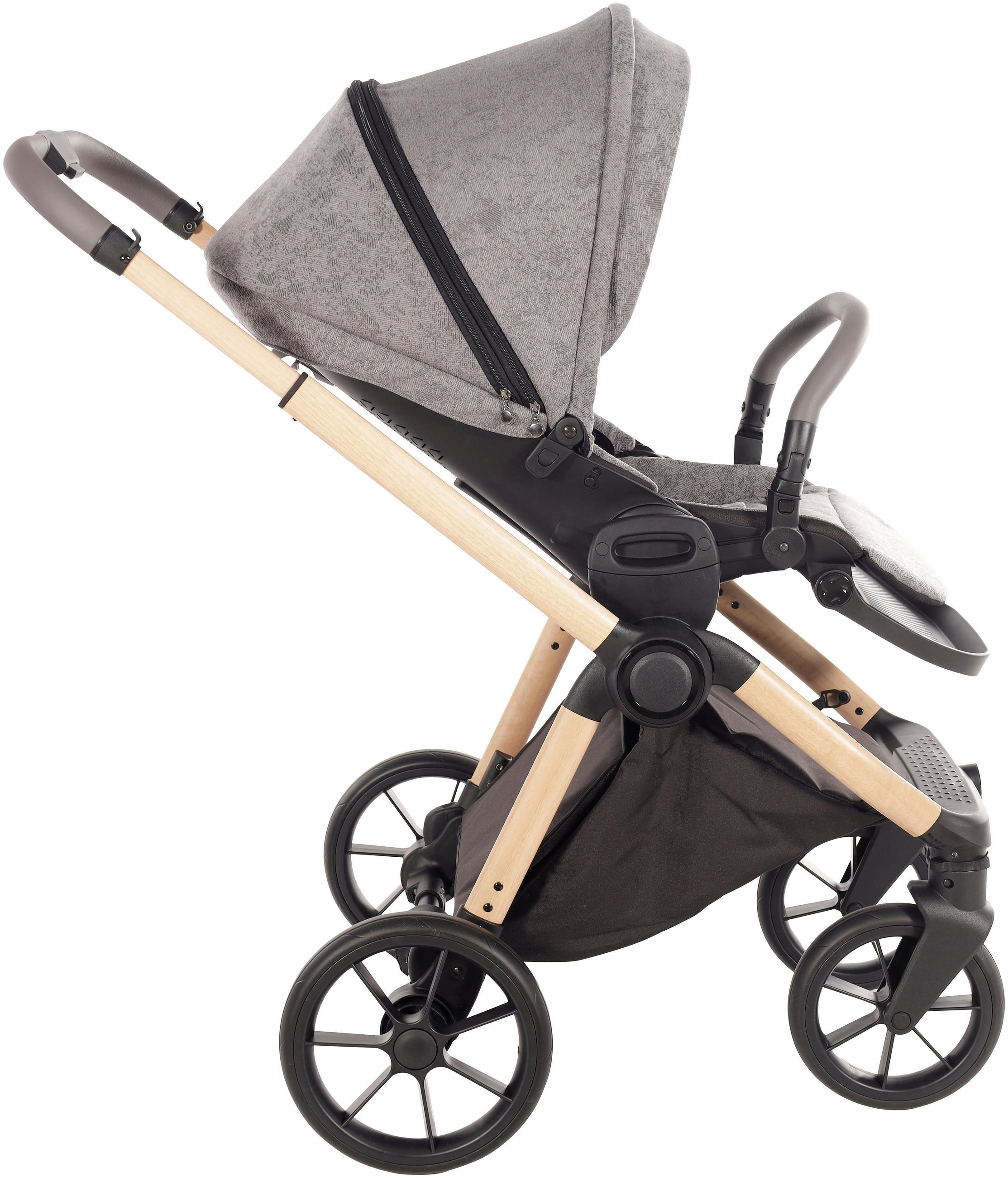 KINDERWAGENSET  Facetty  Poppy Mousse  - Beige/Grau, Design, Textil/Metall (104,5/62/94cm) - Jimmylee