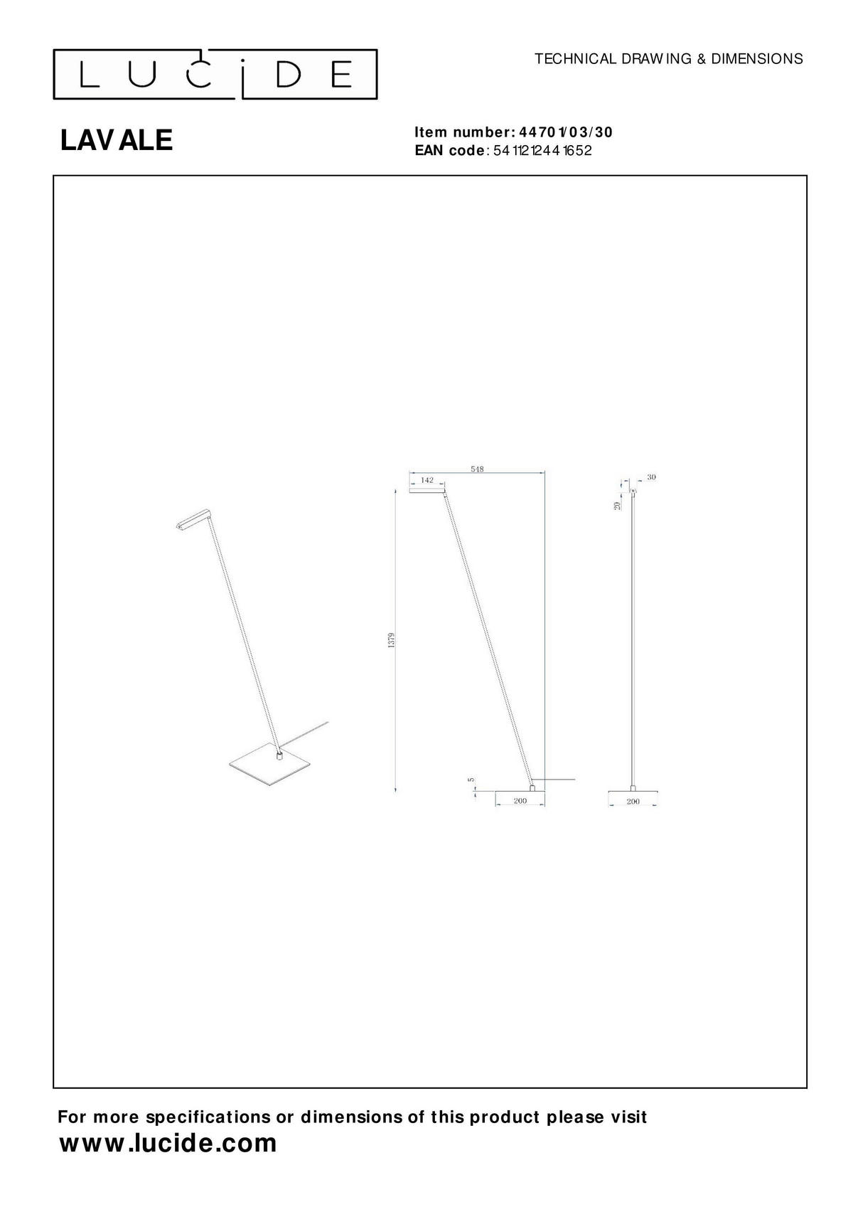 LED-STEHLEUCHTE - Design (54.8/20/137.9cm) - Lucide