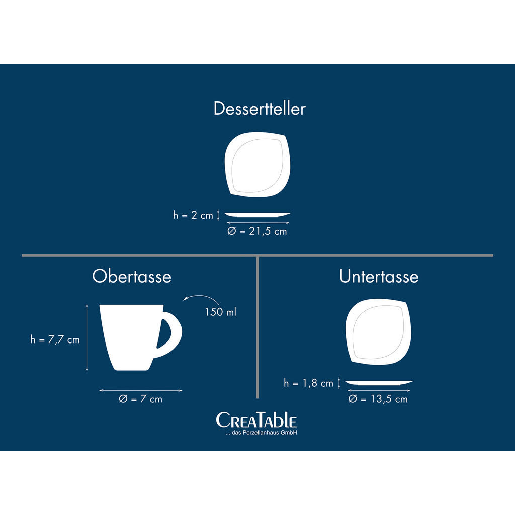 Thumbnail - Creatable Kaffeeservice Melbourne, Creme, Keramik, 18-teilig, 150 ml,150 ml, 27x32x31 cm, Essen & Trinken, Geschirr, Ges...