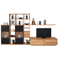 WOHNWAND  in Buchefarben, Dunkelbraun  335/187,3/58 cm  - Dunkelbraun/Buchefarben, Design, Glas/Holz (335/187,3/58cm) - Team 7
