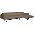 ECKSOFA  in Echtleder Hellbraun  305/163 cm  - Hellbraun/Eichefarben, Design, Leder/Holz (305/163cm) - Novel