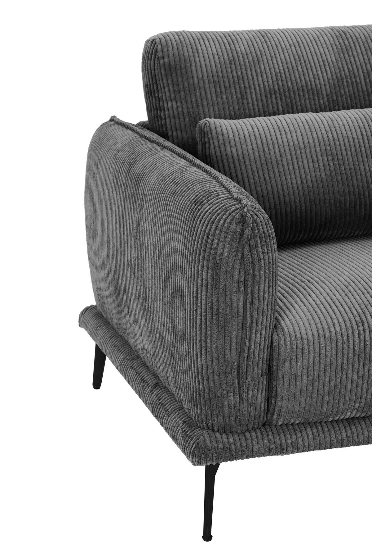 HÁROMÜLÉSES KANAPÉ textil szürke  - fekete/szürke, Design, textil/fém (260/81/89cm) - Livetastic