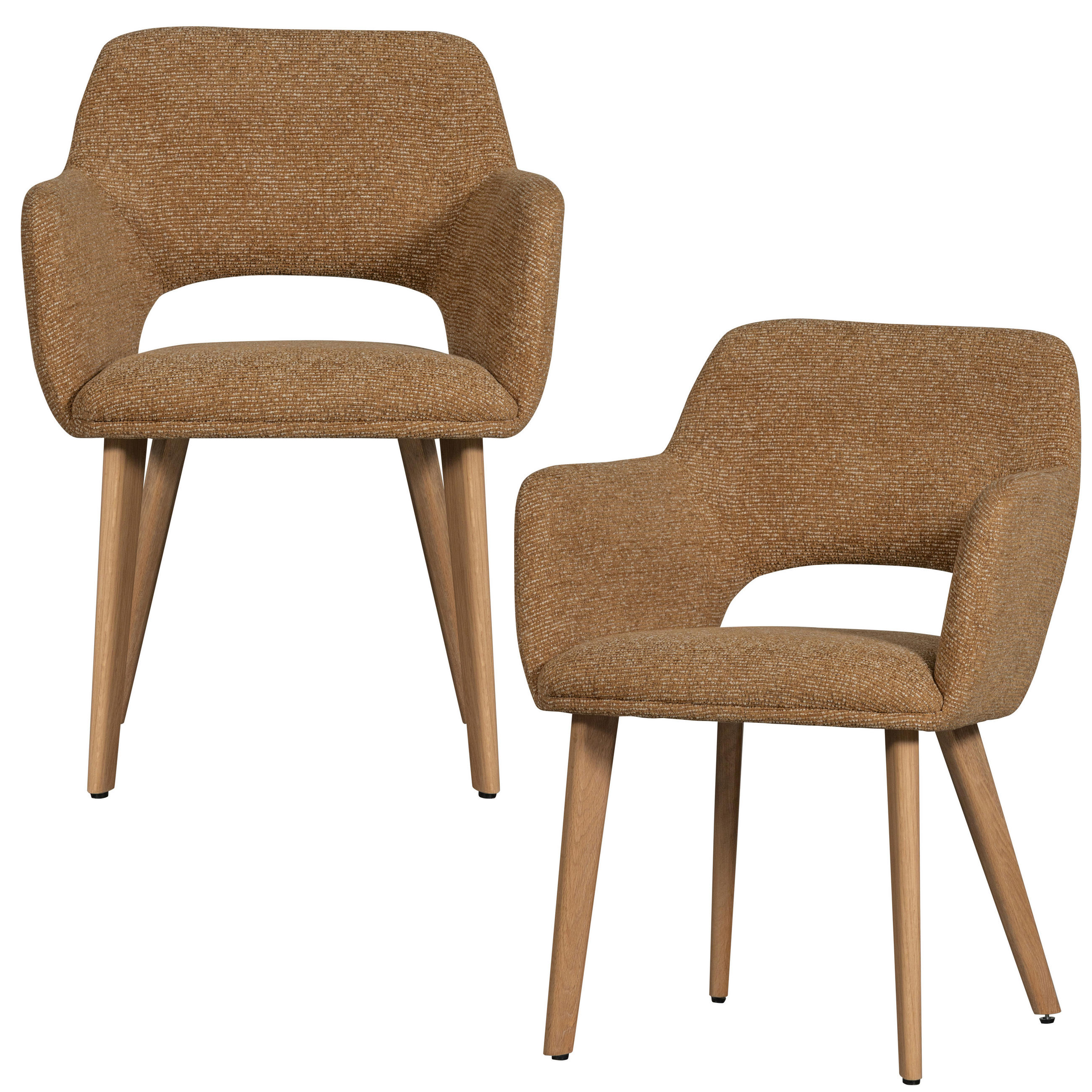 ARMLEHNSTUHL-SET 2 Stück  in Chenille, Webstoff  - Gelb/Naturfarben, MODERN, Holz/Textil (61/86/60cm) - Livetastic