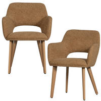 ARMLEHNSTUHL-SET 2 Stück  in Chenille, Webstoff  - Gelb/Naturfarben, MODERN, Holz/Textil (61/86/60cm) - Livetastic