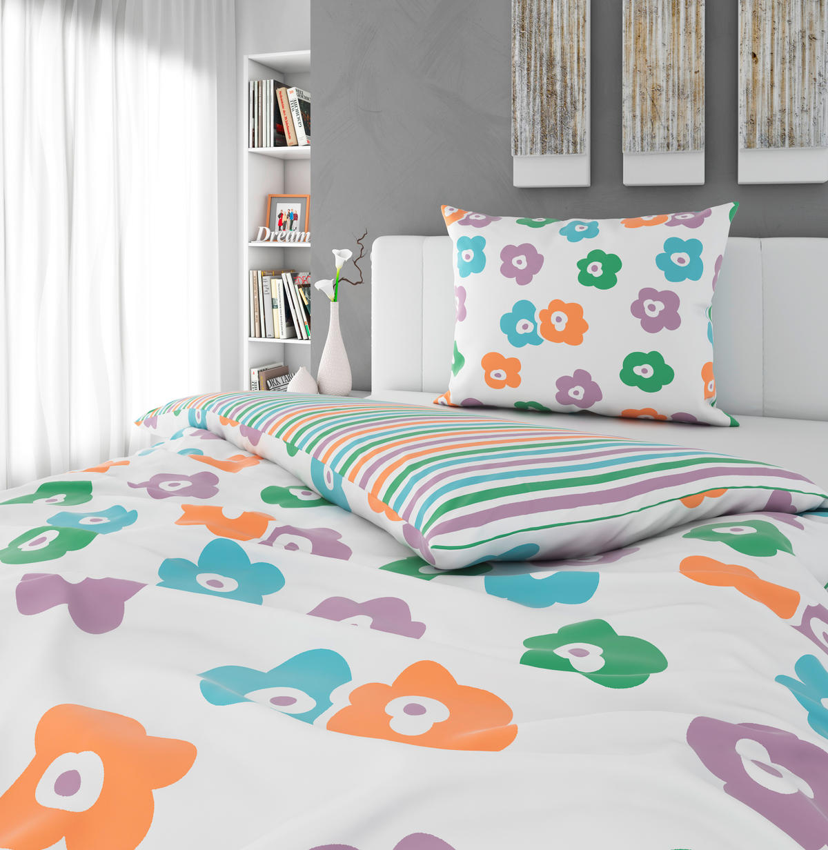 OBOJSTRANNÁ POSTEĽNÁ BIELIZEŇ, satén, viacfarebná, 140/200 cm - viacfarebná, Trend, textil (140/200cm) - Esposa